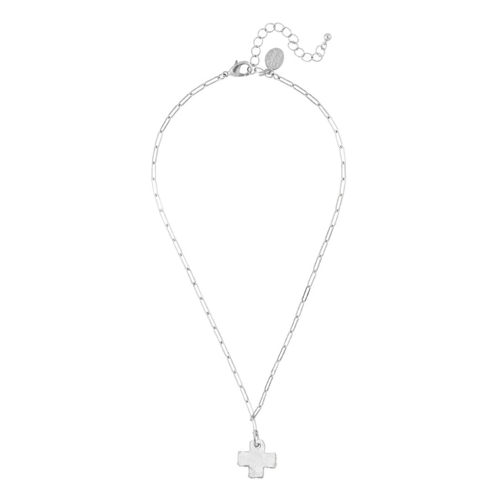 Susan Shaw Cross Paperclip Necklace - Silver