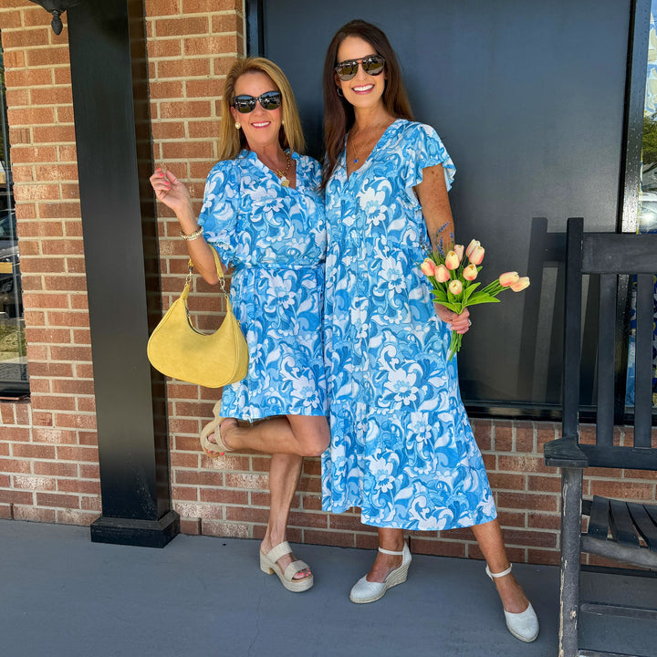 la mer luxe  Brooke Midi Dress - Blue Summer Tropic