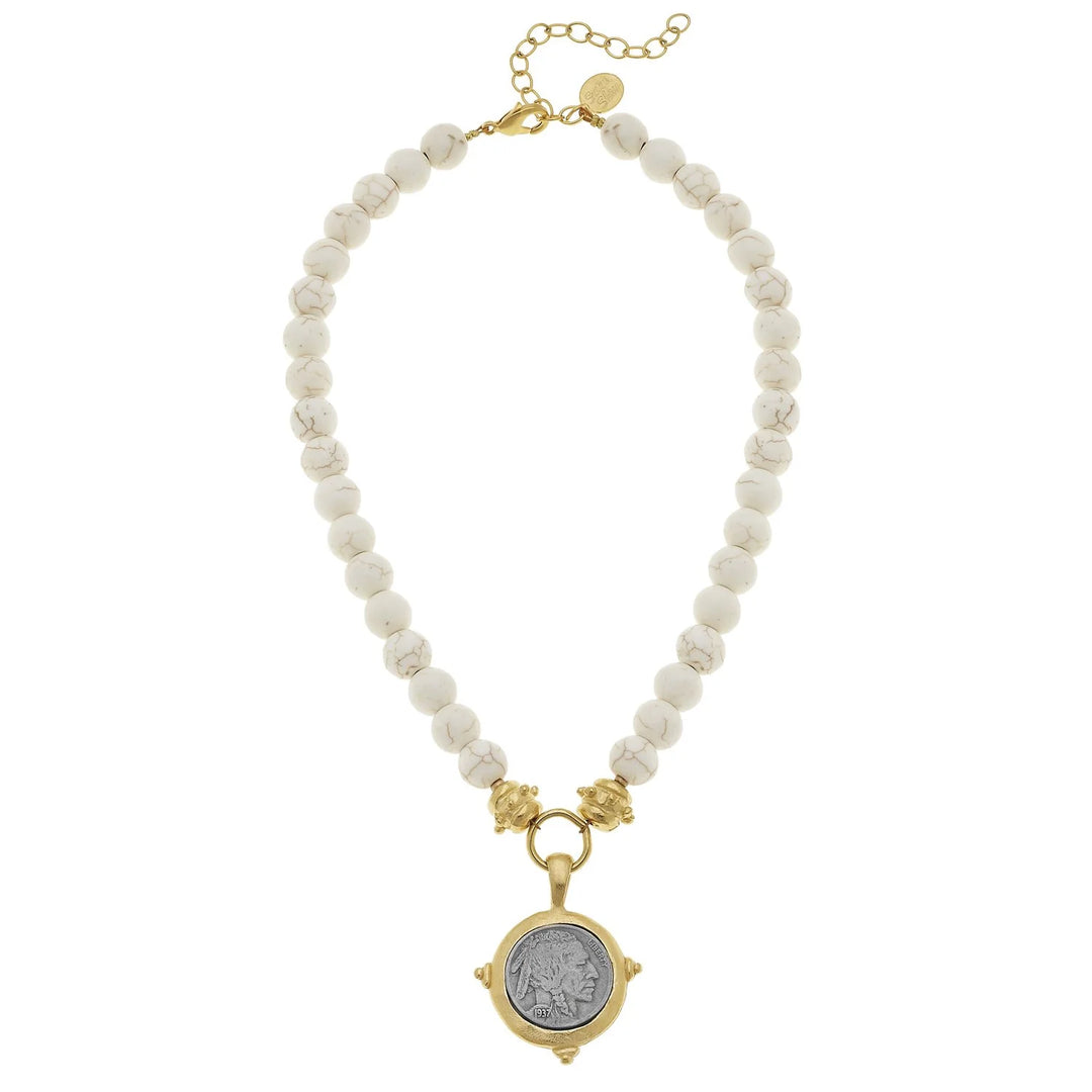 Susan Shaw American Indian Nickel Necklace - White Turquoise