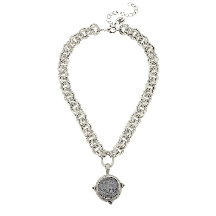 Susan Shaw Buffalo Coin Necklace - Silver