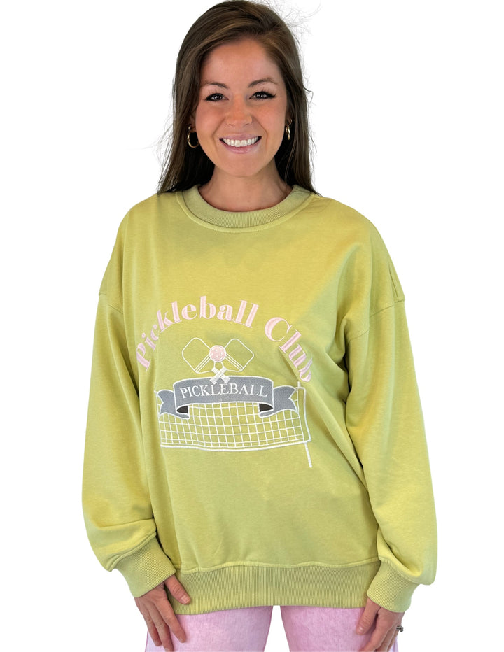 Pickleball Club Sweatshirt-Lime