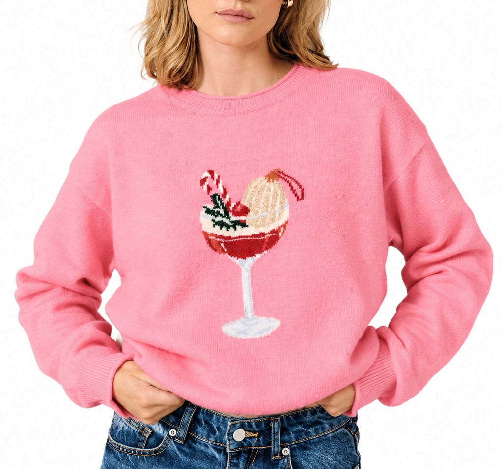 Pink Festive Cocktail Sweater