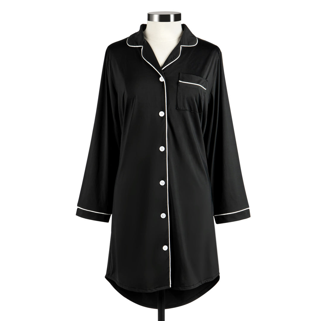 Long Sleeve Cooling Night Shirt - Black