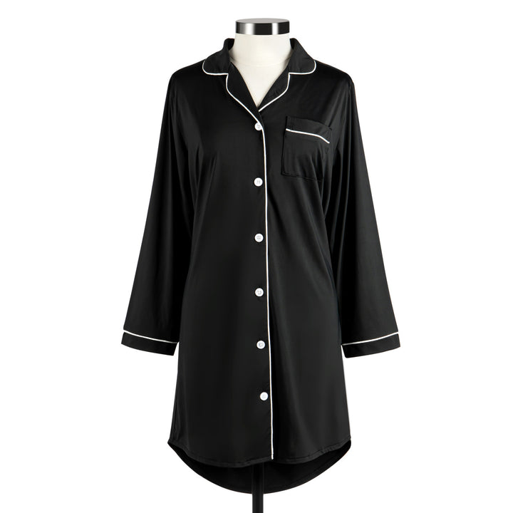 Long Sleeve Cooling Night Shirt - Black