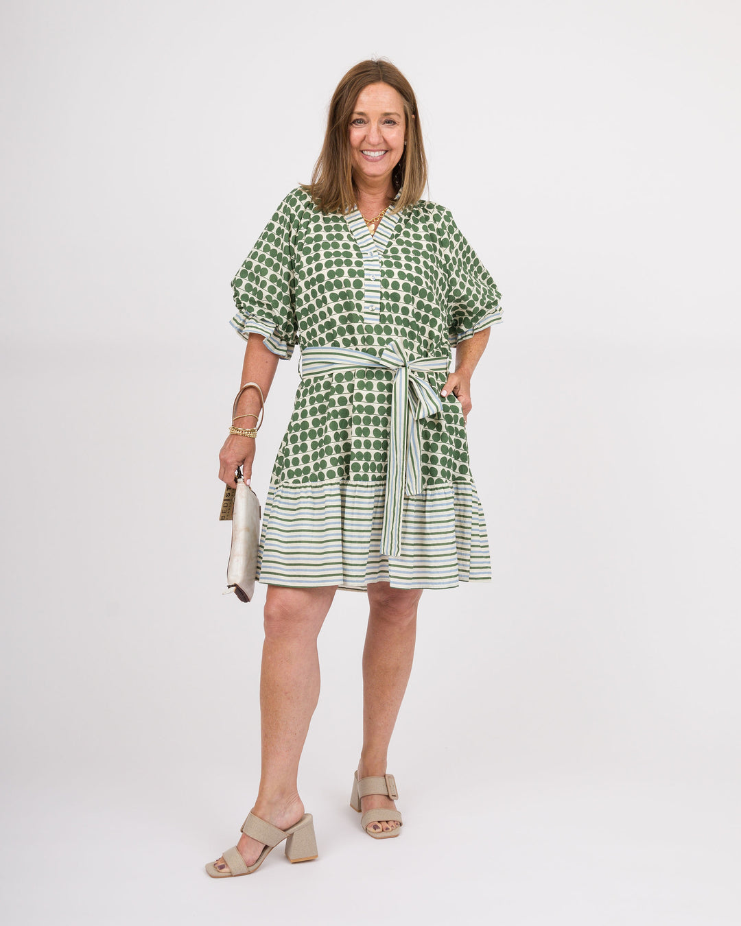 Sage Gingham Check Midi Dress