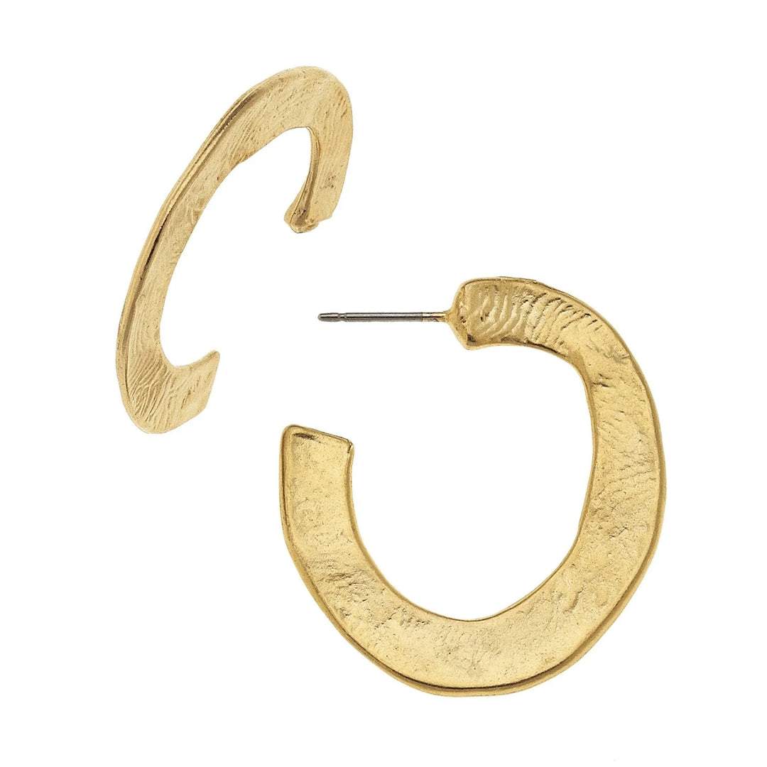 Susan Shaw Hammered Hoop Earrings - Small - Gold