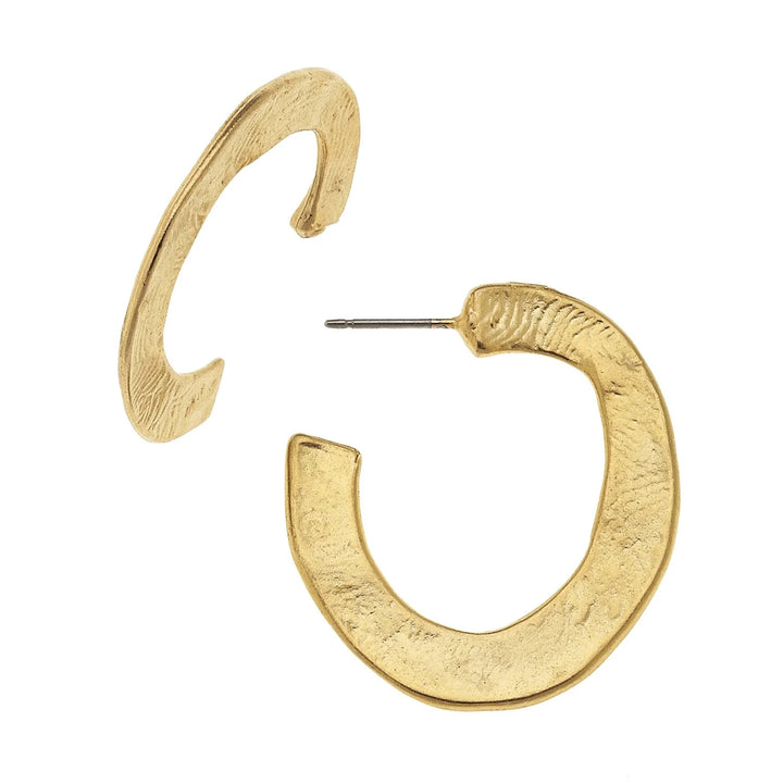 Susan Shaw Hammered Hoop Earrings - Small - Gold