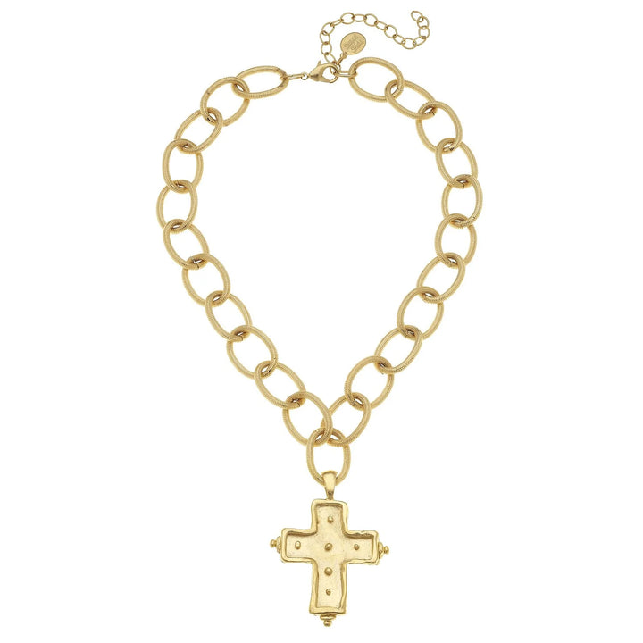 Susan Shaw Dotted Cross Necklace - Gold