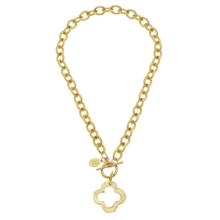Susan Shaw Open Clover Toggle Necklace - Gold
