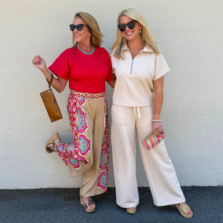 Spanx AirEssentials French Rib Wide Leg Pant - Toasted Coconut