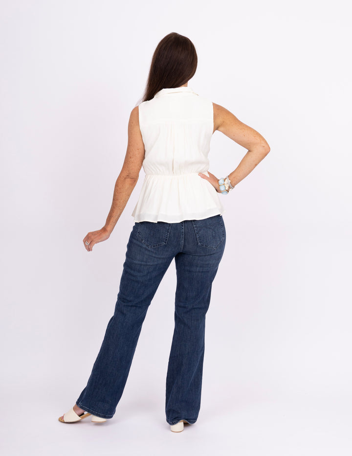 Sharrie Bow Tie Waist Cream Top
