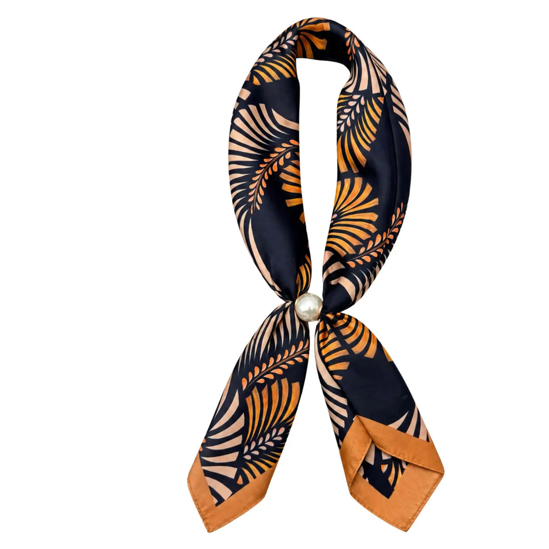 Magnetic Pearl Scarf - Black and Brown