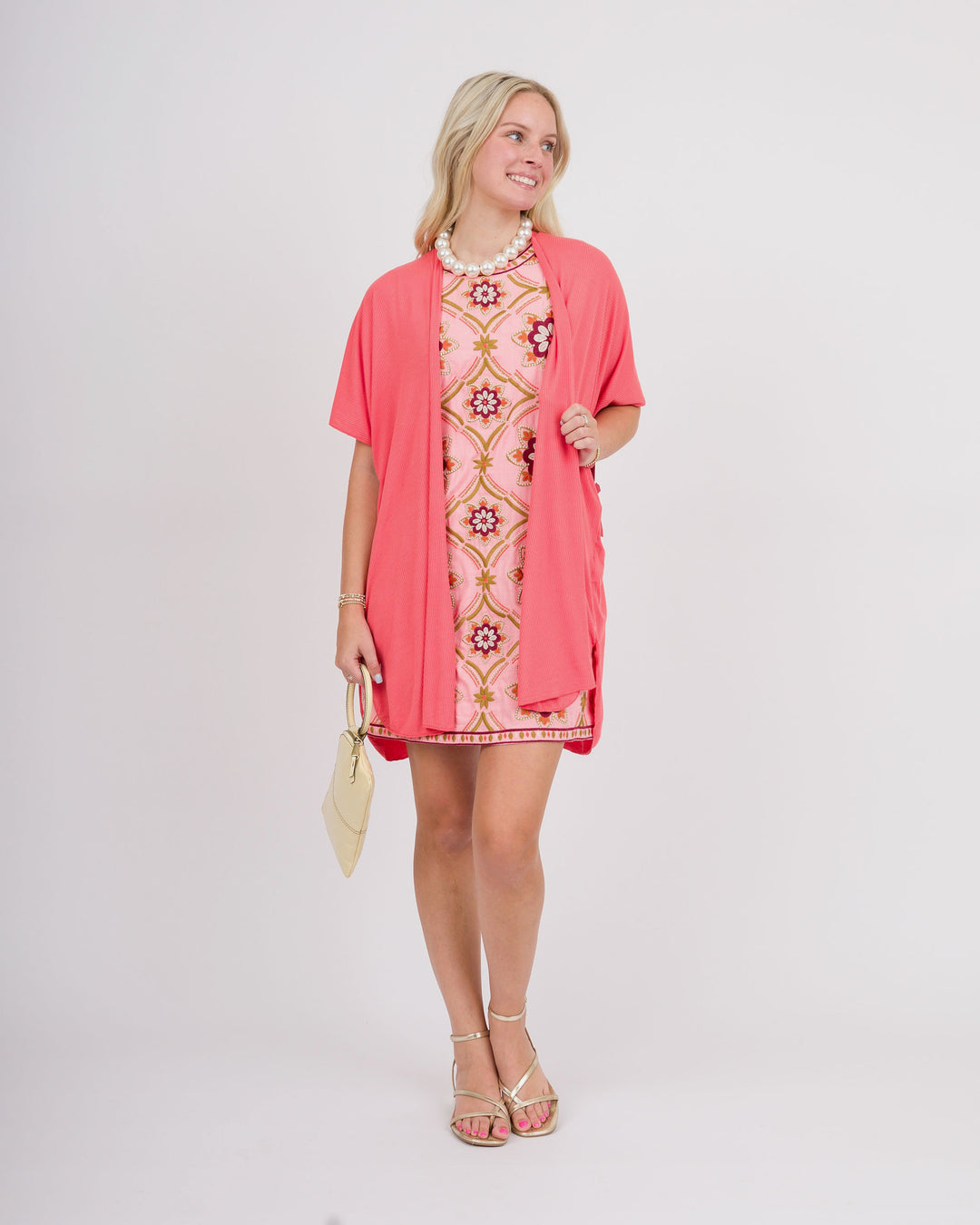 Coral Ribbed Kimono