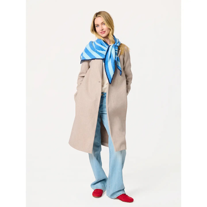 Joy Large Triangle Scarf - Oat Stripe