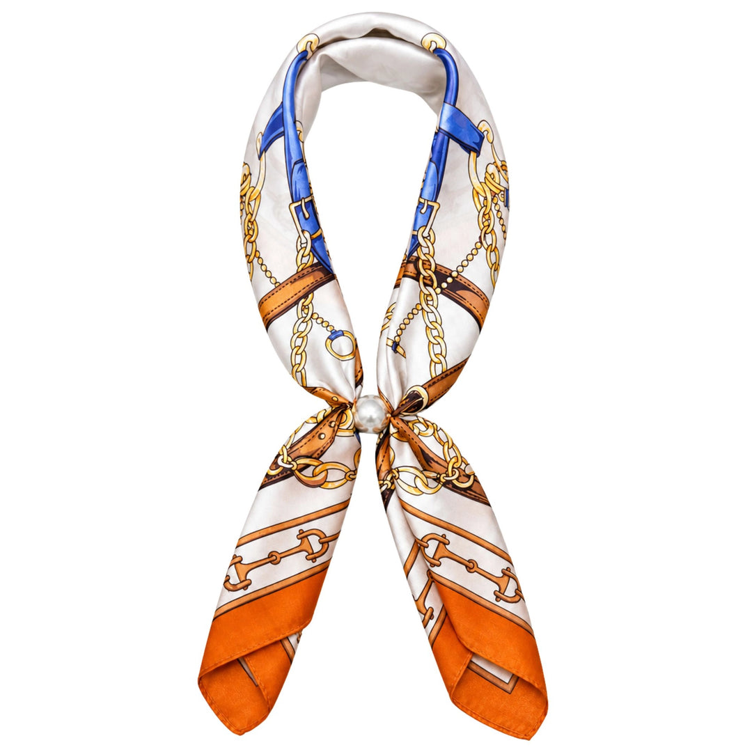 Magnetic Pearl Scarf - White and Orange
