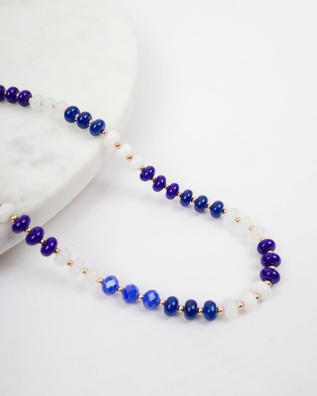 Beaded Necklace - Blue and White
