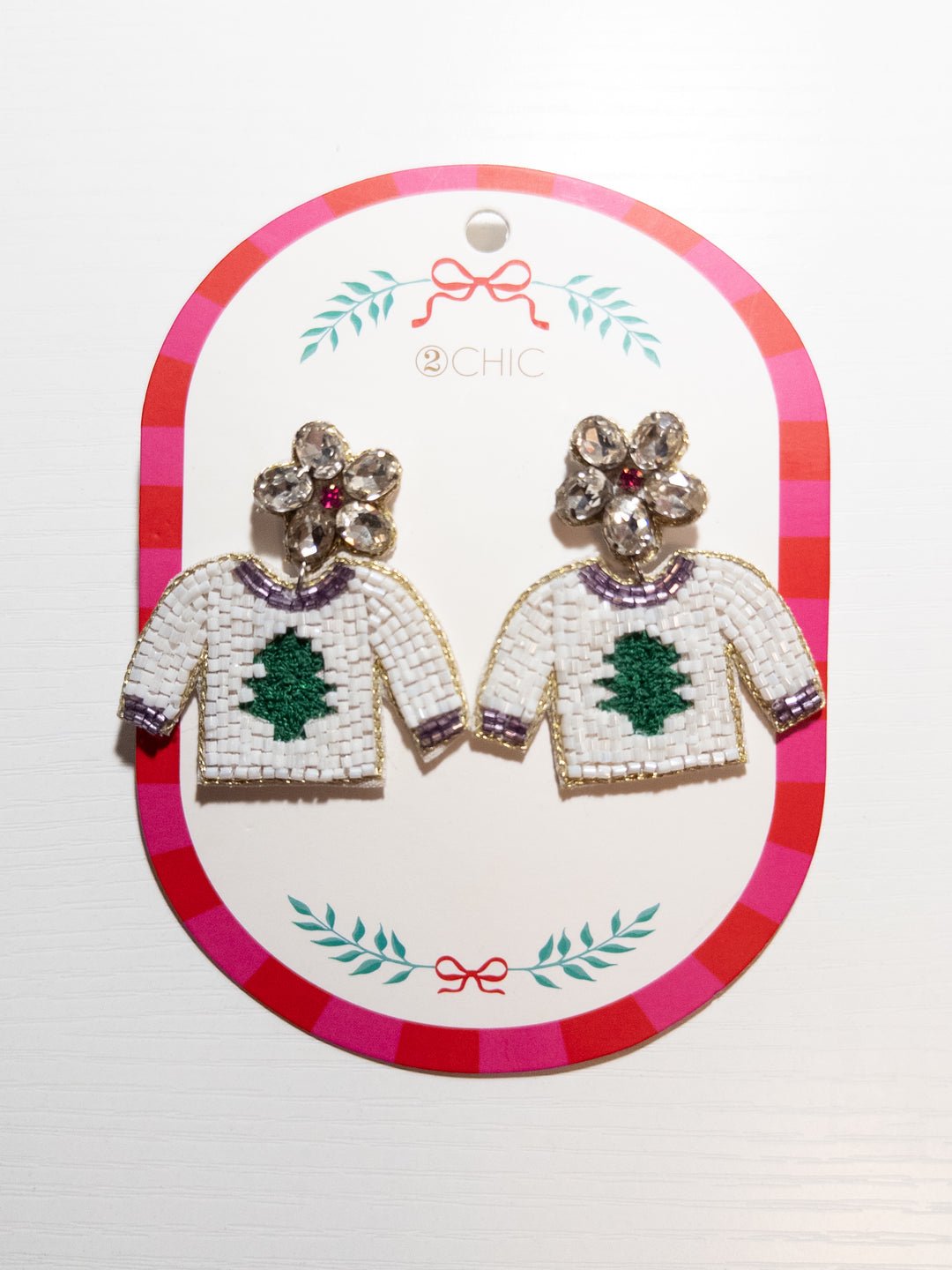 Holiday Beaded Earrings - Sweater