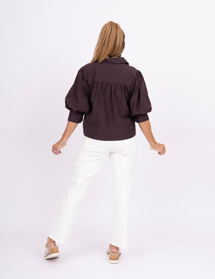 Our Favorite Puff Sleeve Top - Deep Brown