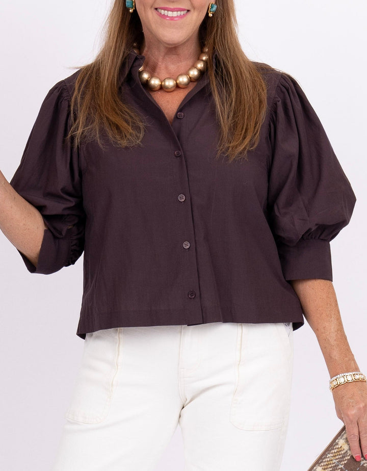 Our Favorite Puff Sleeve Top - Deep Brown