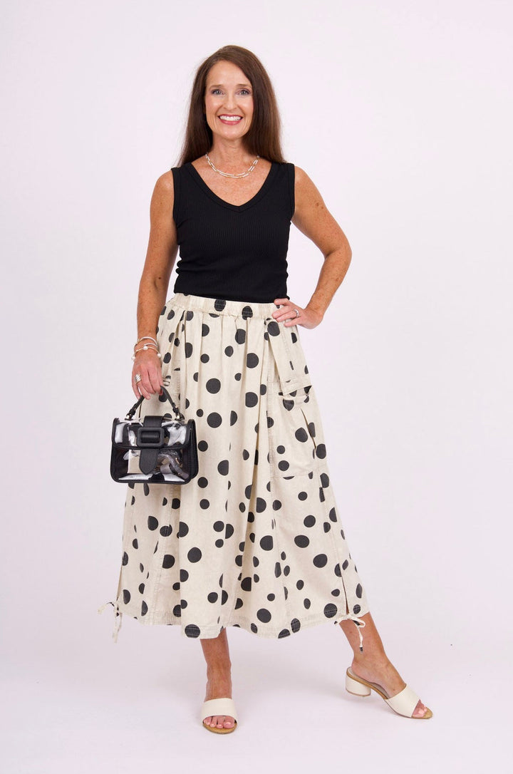 Palomino Polka Dot Skirt - Khaki