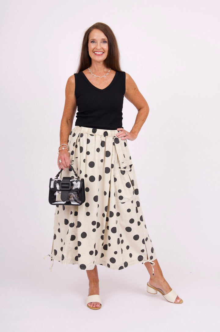 Palomino Polka Dot Skirt - Khaki