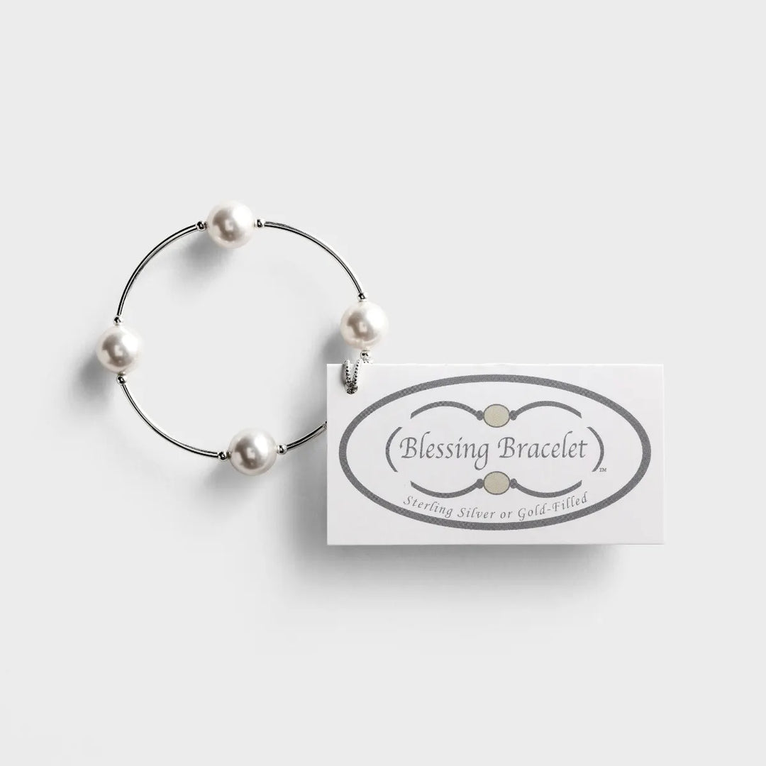 Blessing Bracelet -  Silver with White Pearl