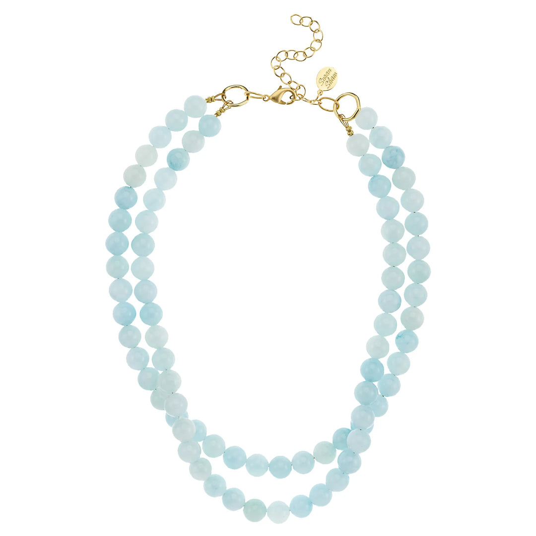 Susan Shaw Jade Double Strand Necklace - Baby Blue