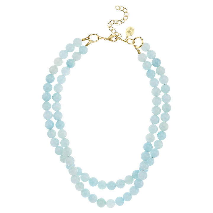 Susan Shaw Jade Double Strand Necklace - Baby Blue