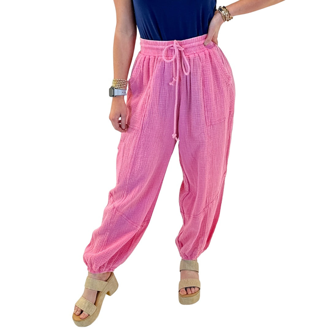Garrie Gauze Bubblegum Pink Pants