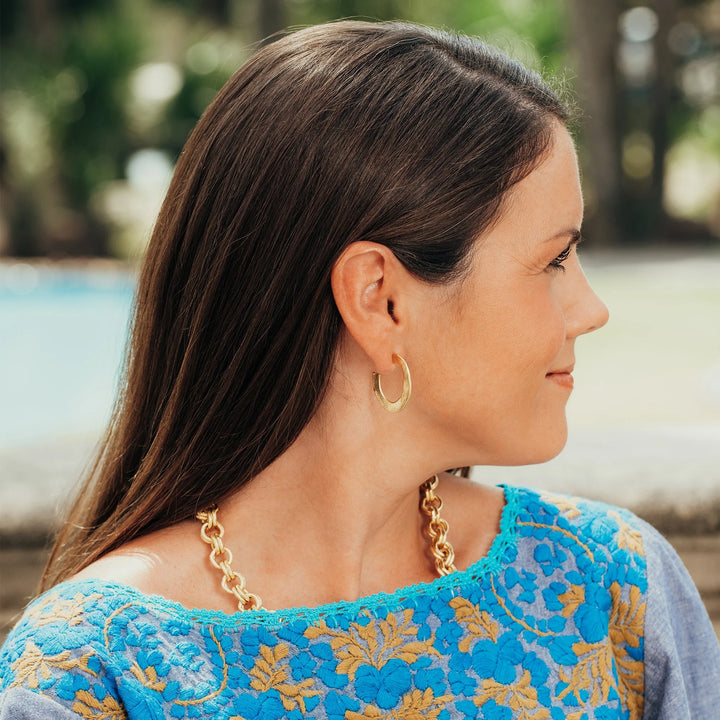 Susan Shaw Hammered Hoop Earrings - Small - Gold
