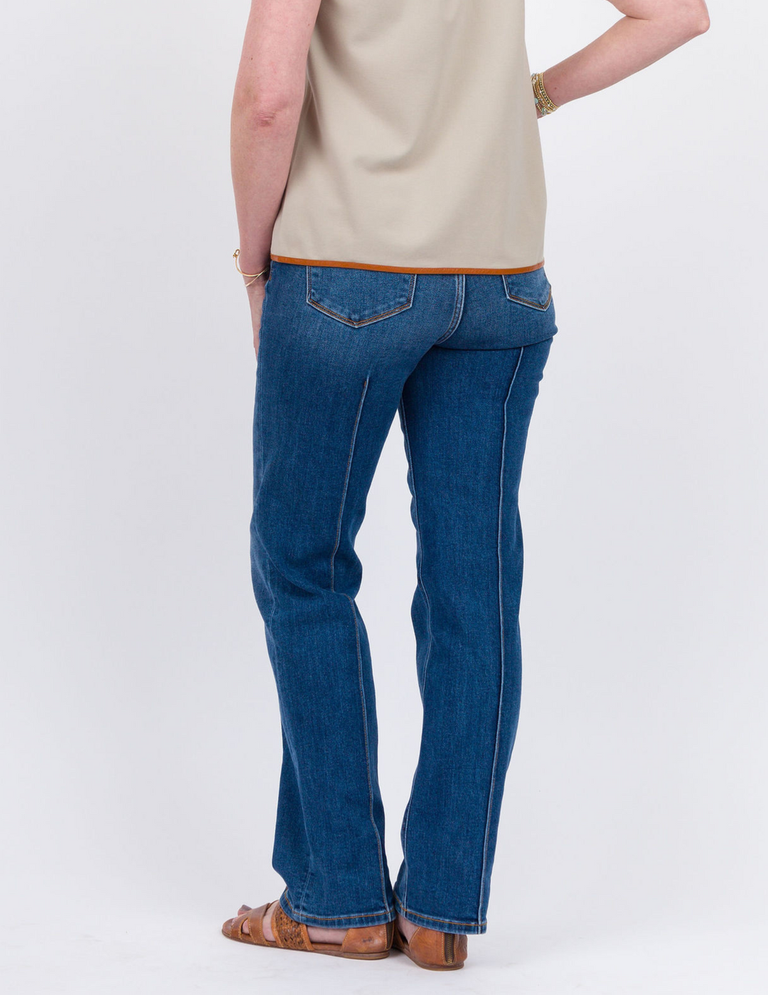 Judy Blue High Waisted Front Seam Cuff Straight Fit Jeans