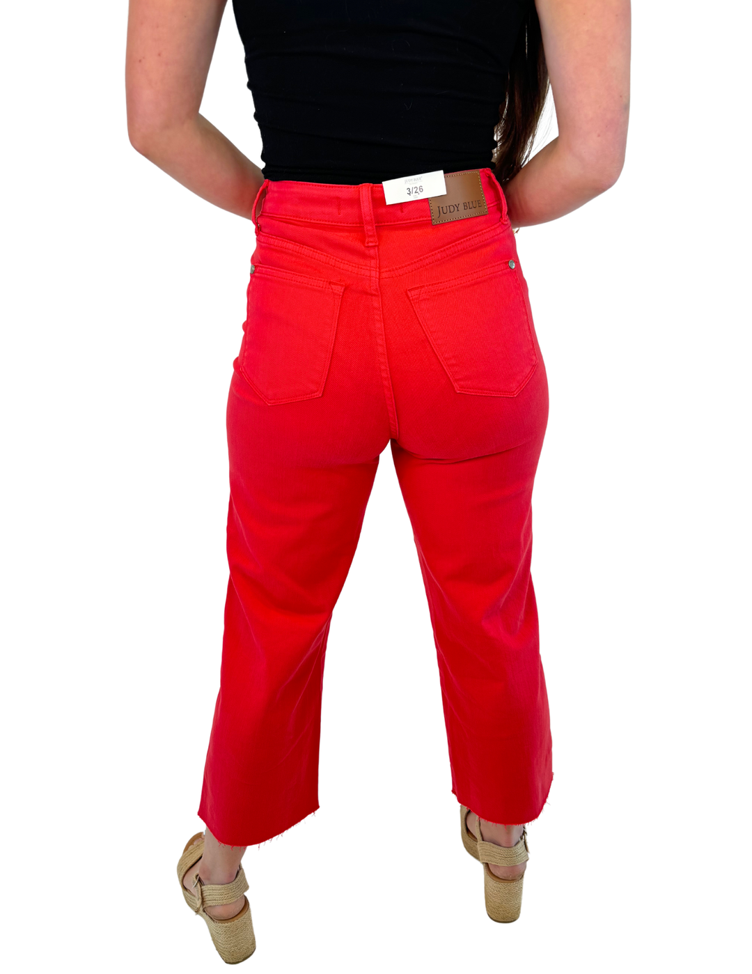 Judy Blue High Waist Crop Jeans-Red