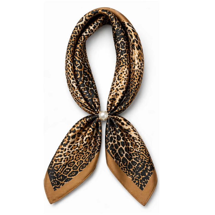 Magnetic Pearl Scarf - Black with Brown Trim