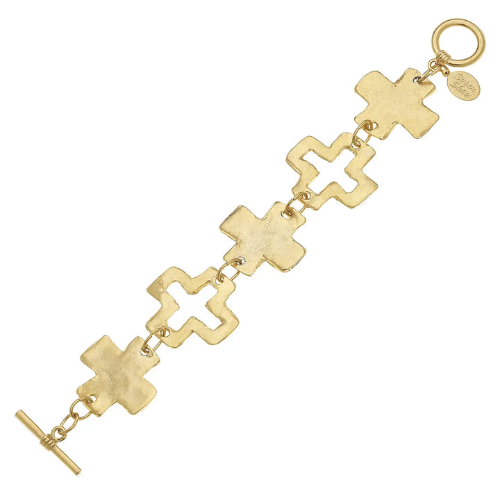 Susan Shaw Linked Cross Toggle Bracelet