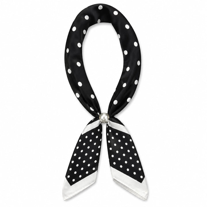 Magnetic Pearl Scarf - Black Polka Dots