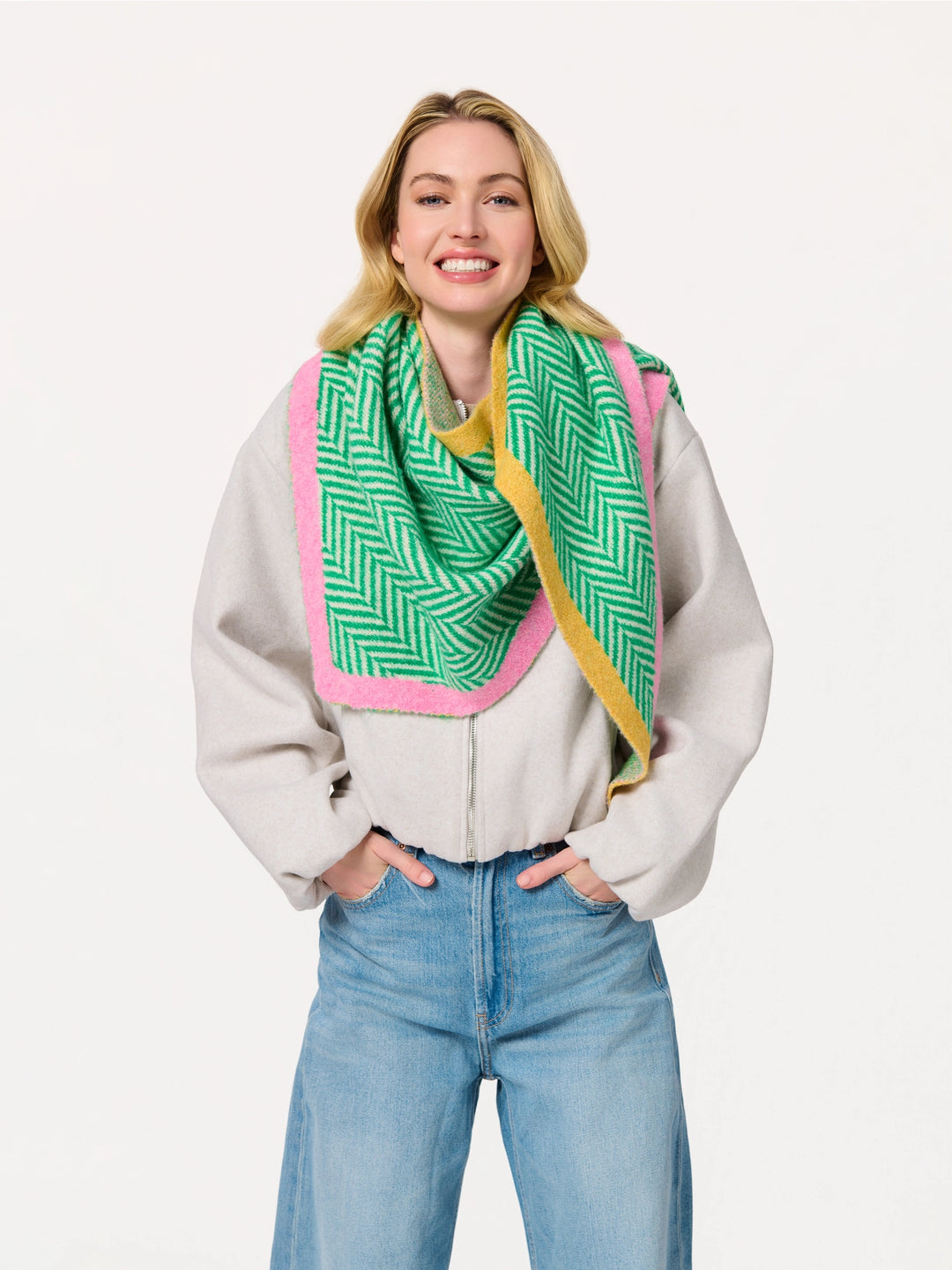 Ziggy Triangle Scarf - Green