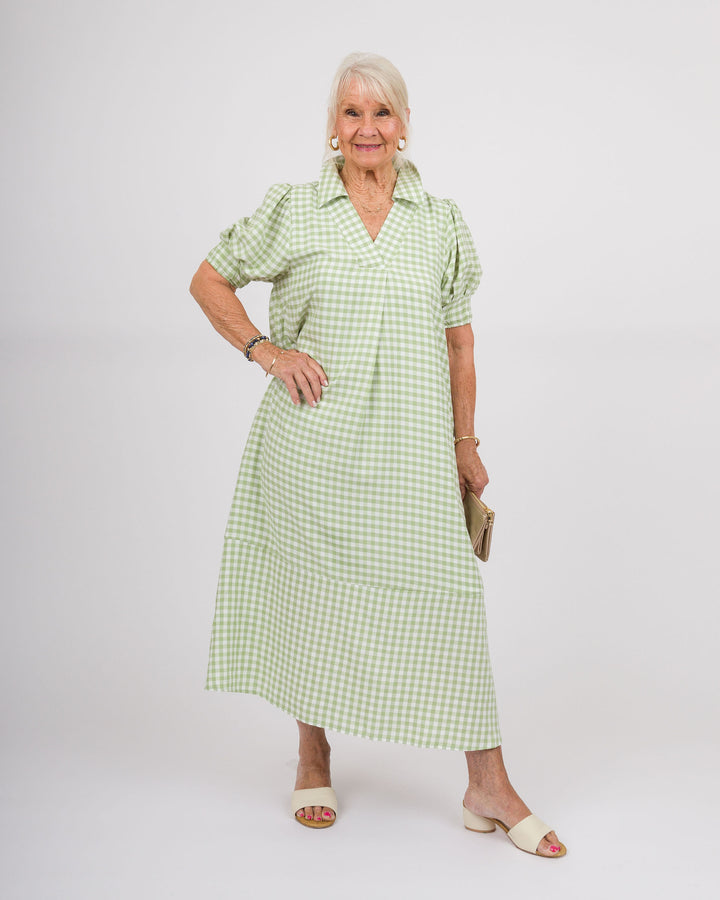 Dansby Dress - Green Dots