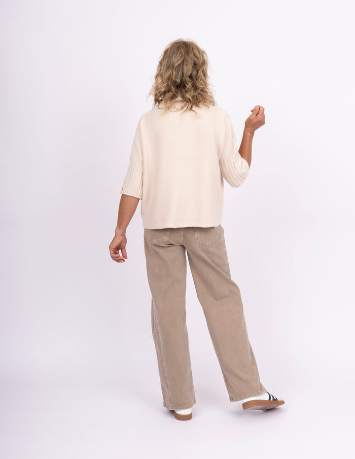 KUT from the Kloth Meg HIgh Rise Wide Leg - Milk Tea