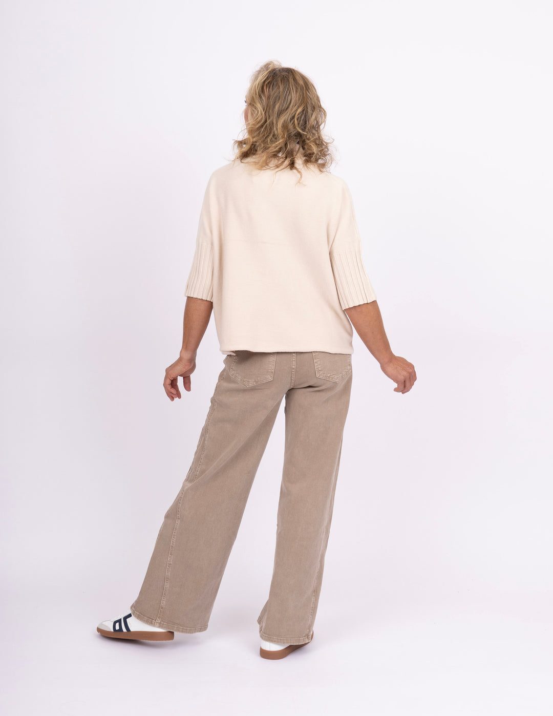 KUT from the Kloth Meg HIgh Rise Wide Leg - Milk Tea