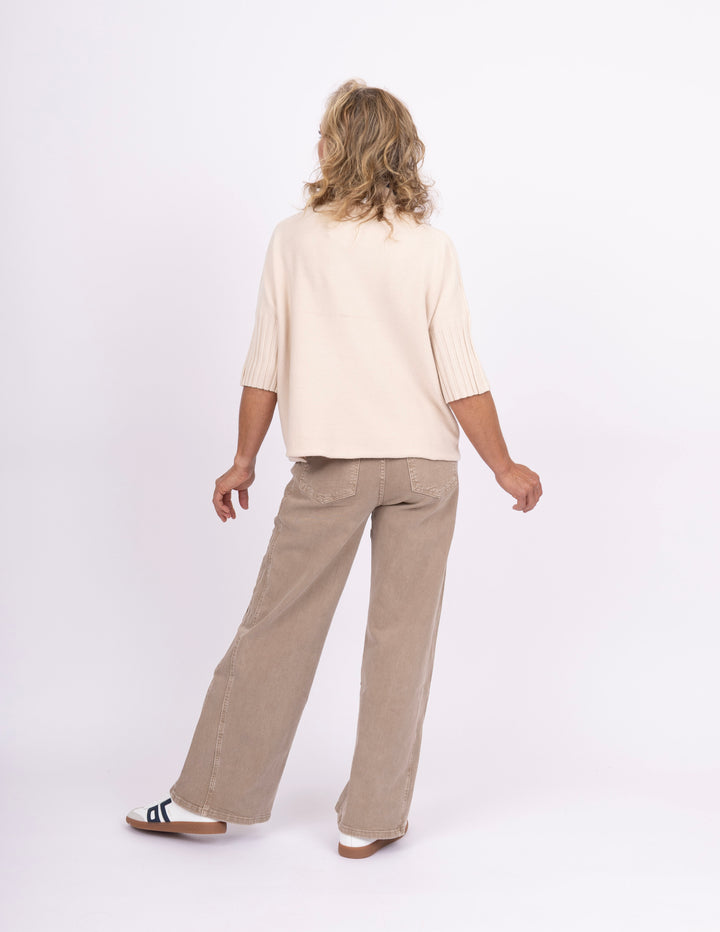 KUT from the Kloth Meg HIgh Rise Wide Leg - Milk Tea