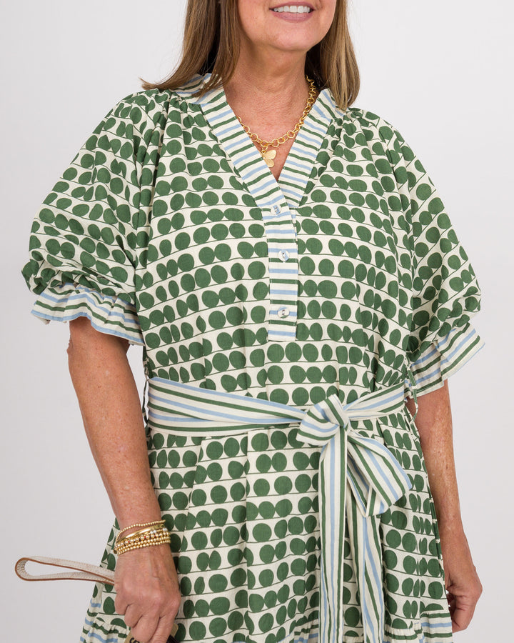 Sage Gingham Check Midi Dress