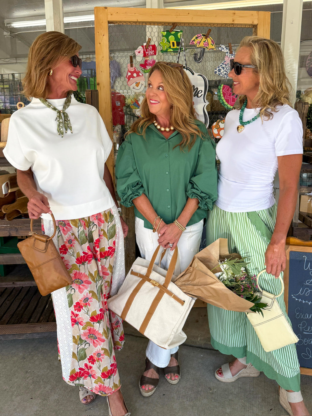 Pacific Green 3/4 Puff Sleeve Top