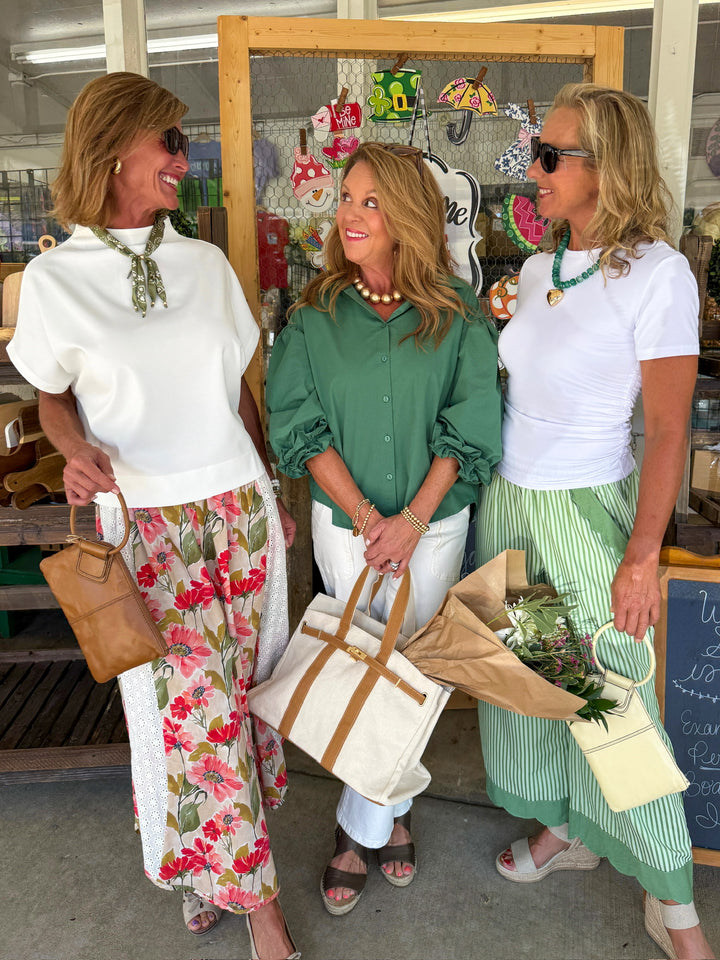 Pacific Green 3/4 Puff Sleeve Top