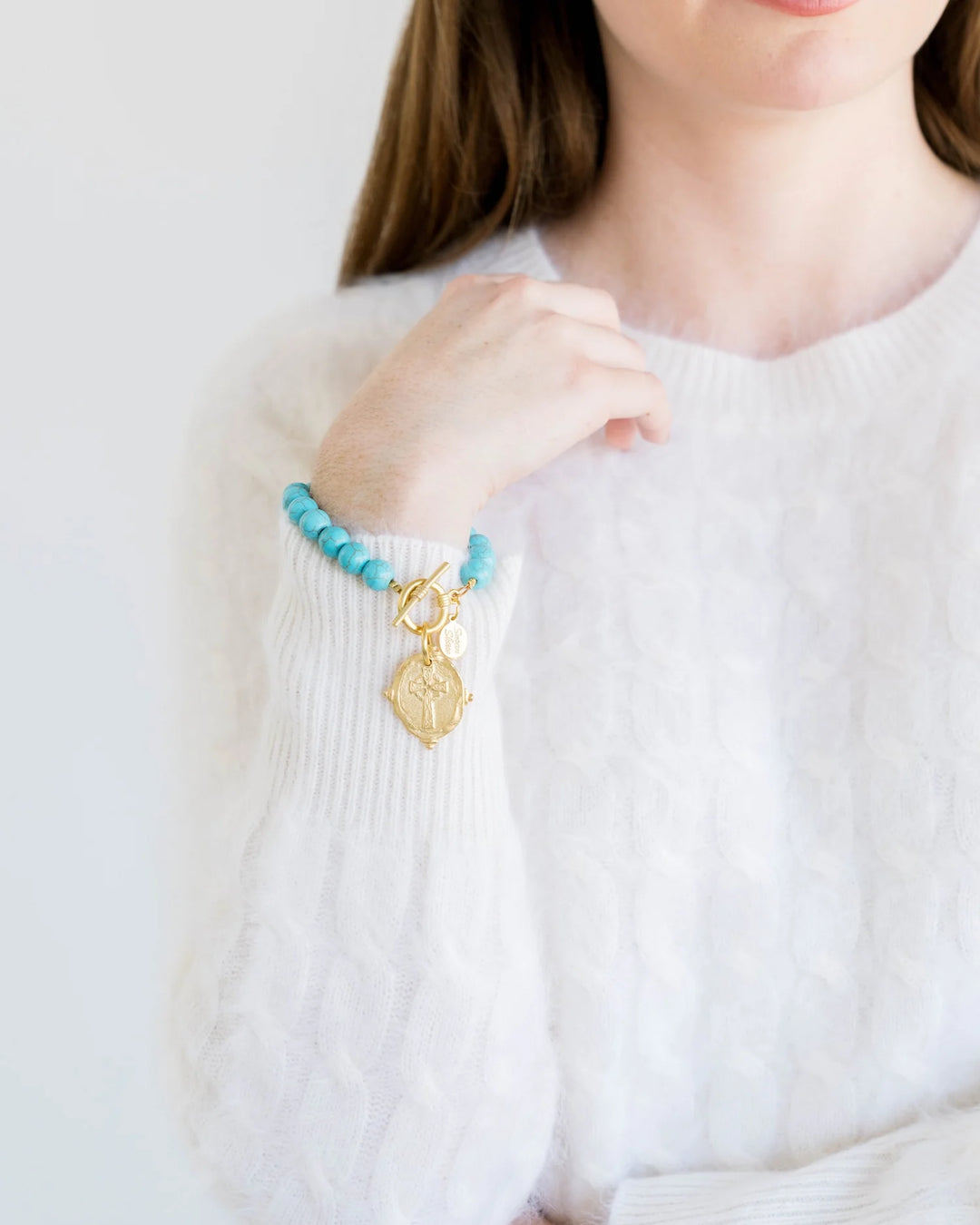 Susan Shaw Cross Stone Toggle Bracelet - Turquoise