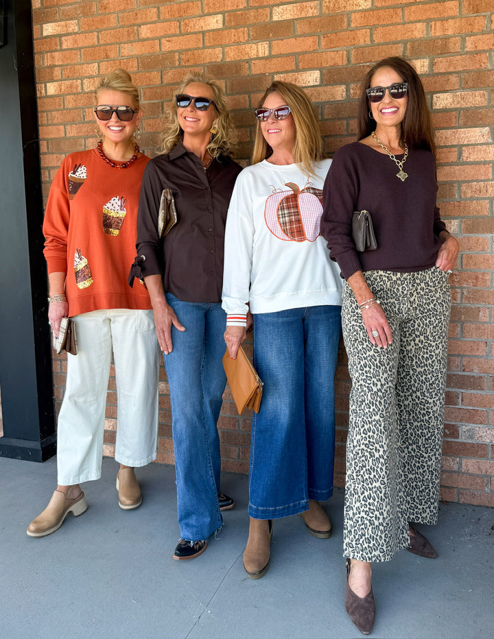 White Long Sleeve Pumpkin Top