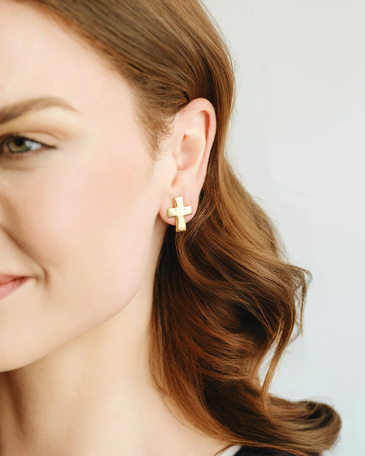 Susan Shaw Small Cross Stud Earrings