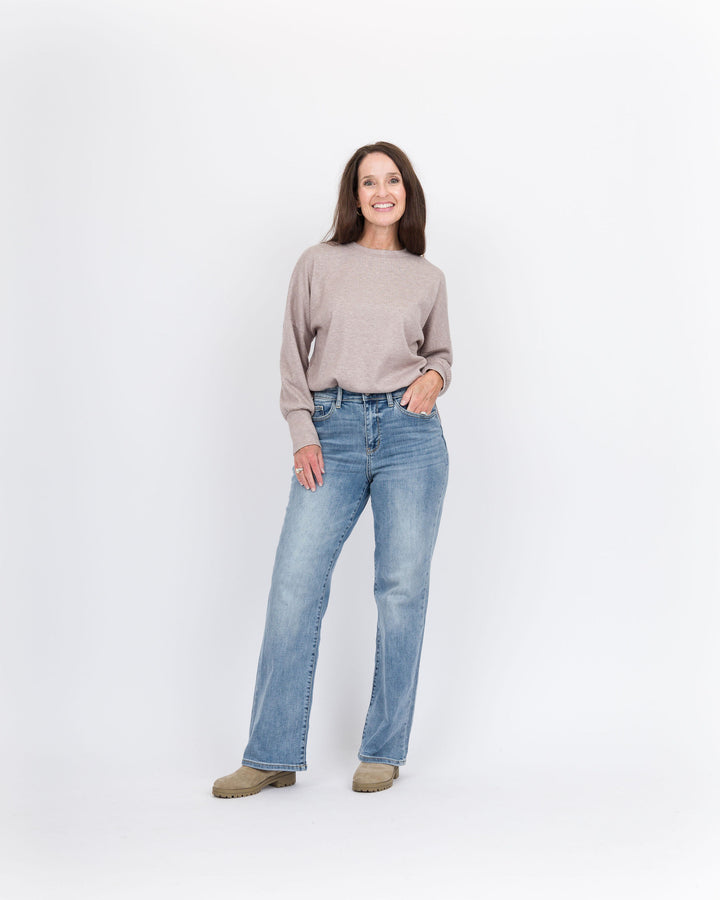 Tansy Crew Neck Top - Taupe