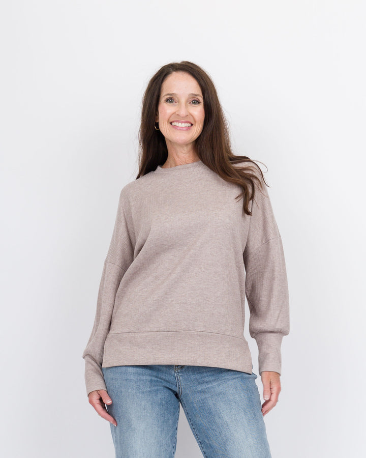 Tansy Crew Neck Top - Taupe