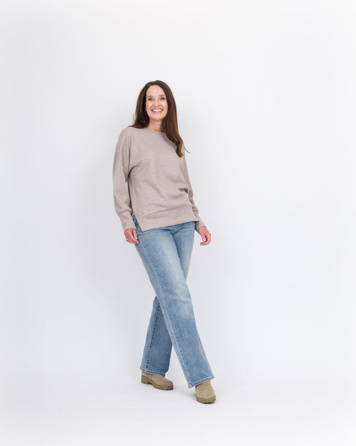 Tansy Crew Neck Top - Taupe