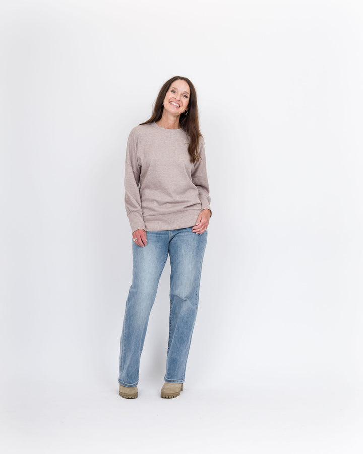 Tansy Crew Neck Top - Taupe